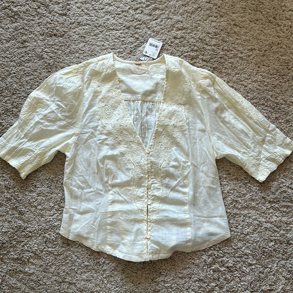 Free People Cream Blouse